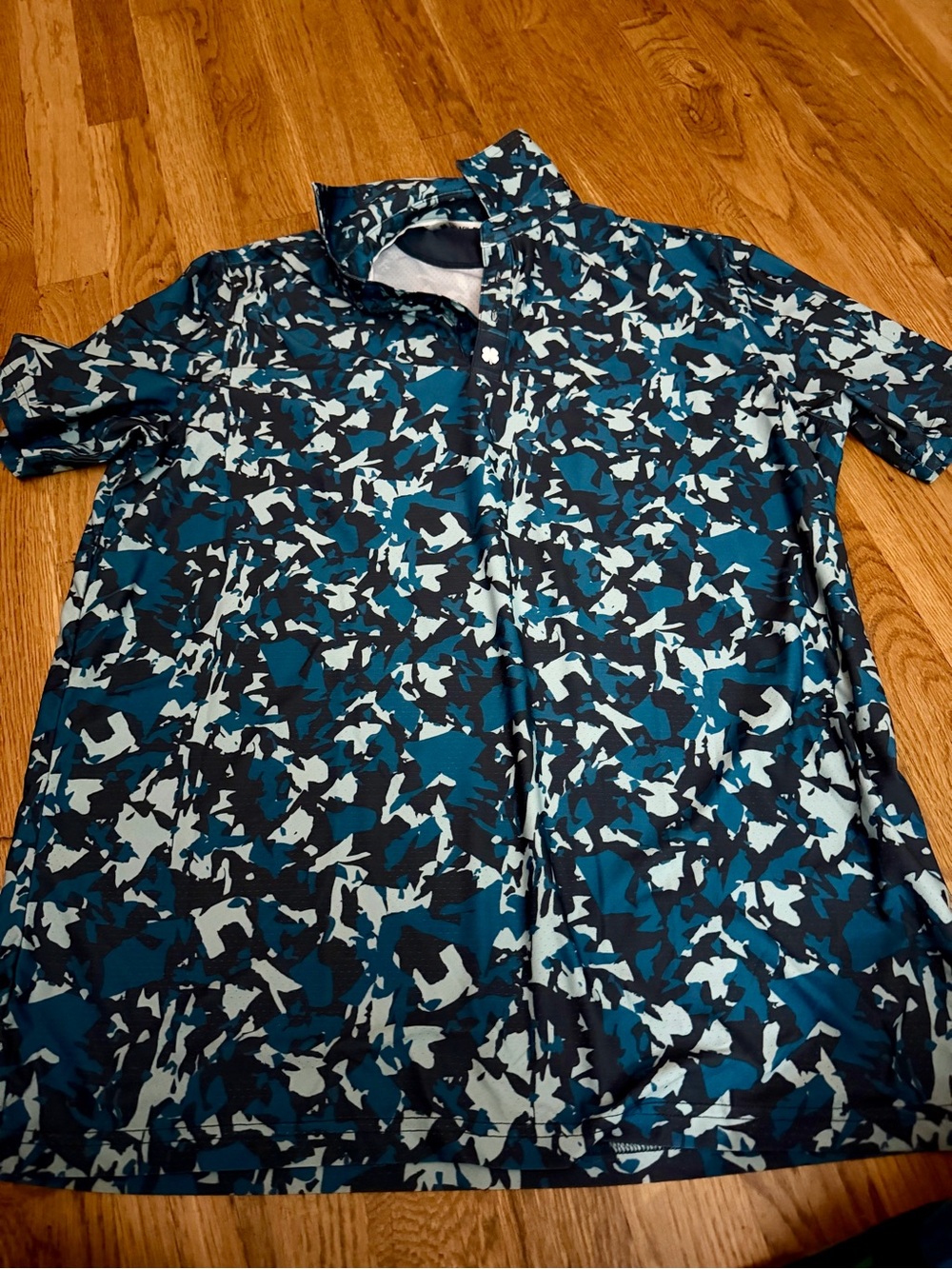 Men's several blues & Black Abstract Print Golf Polo